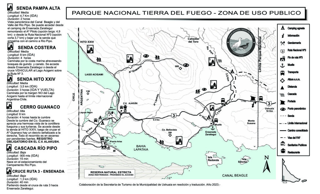 parque nacional tierra del fuego mapa parque nacional tierra del fuego mapa